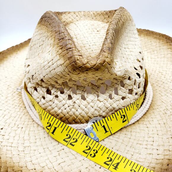 Rinco Western Cowgirl Medallion Tan Brown Straw Hat Youth Size 5 2009 Wide Brim - Picture 10 of 10